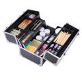 Black Carrying Makeup case aluminum Cosmetic case with trays